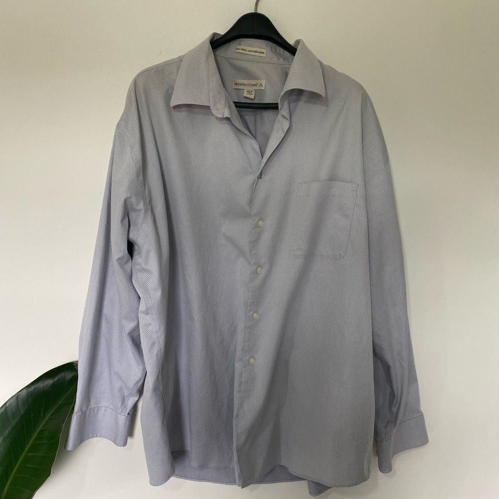 Pronto Uomo Light Grey, Non-Iron Button Down Dress Shirt - 18.5/34-35